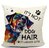 It's Not Dog Hair, It's Labrador Glitter" Decorative Pillow Cover | 18x18 Inch | Vibrant Watercolor Labrador Retriever Design